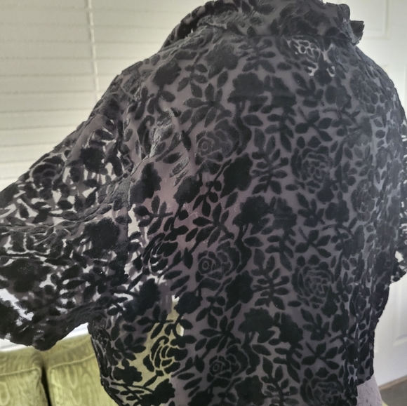 Vintage Black Rose Velvet Devore Jacket - Picture 8 of 15